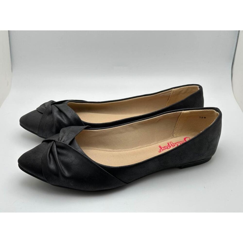 Womens Size 7.5 Wide Width Jellypop Black Flats Slip On Shoes